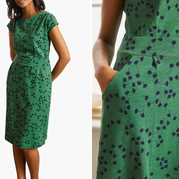 boden florrie jersey dress green Elodie Jersey Maxi Dress-Green, Ornamental Floweret